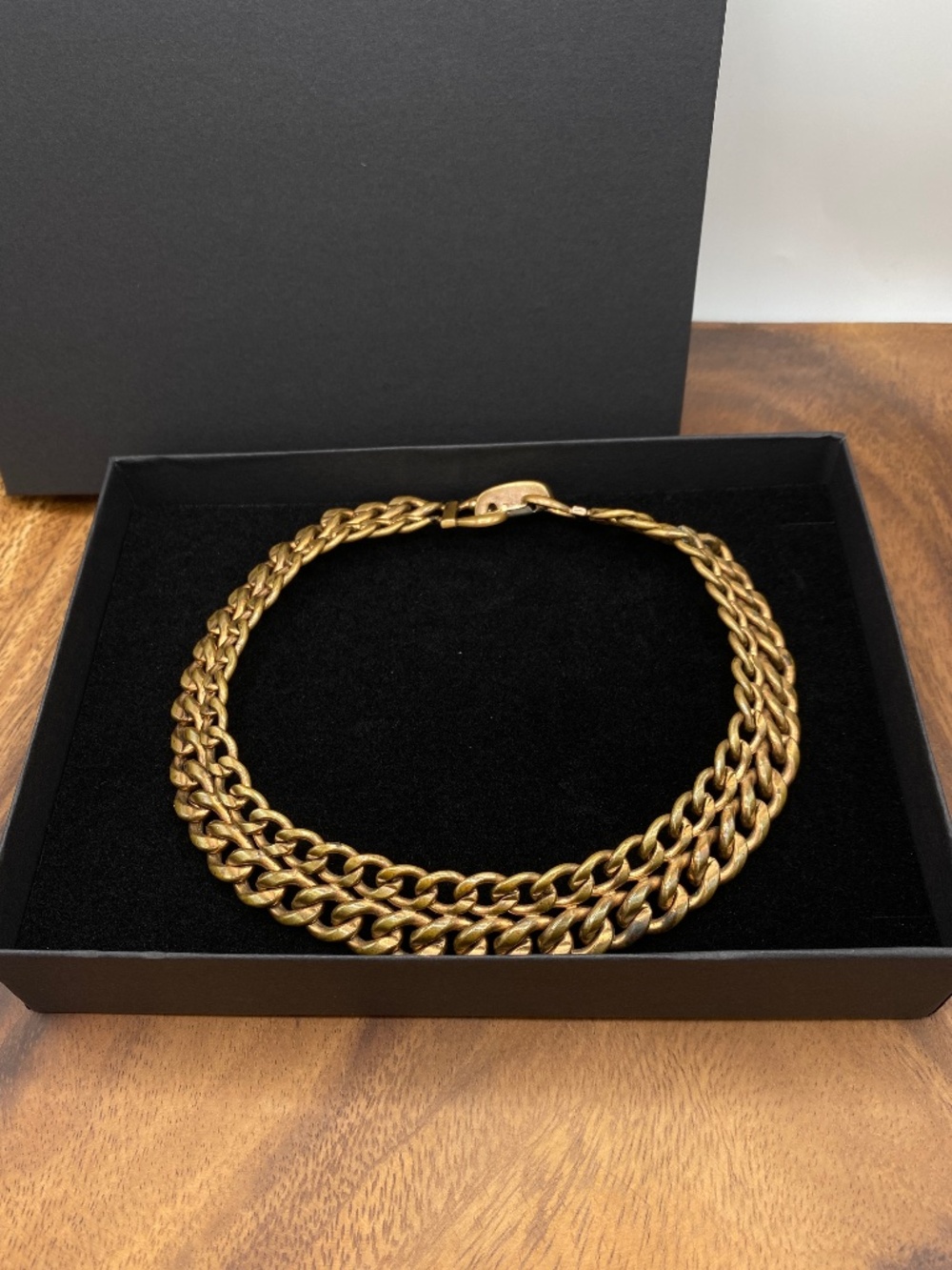 Unique Vintage Signed Bergère Chunky Double Chain Choker Necklace Mid Century